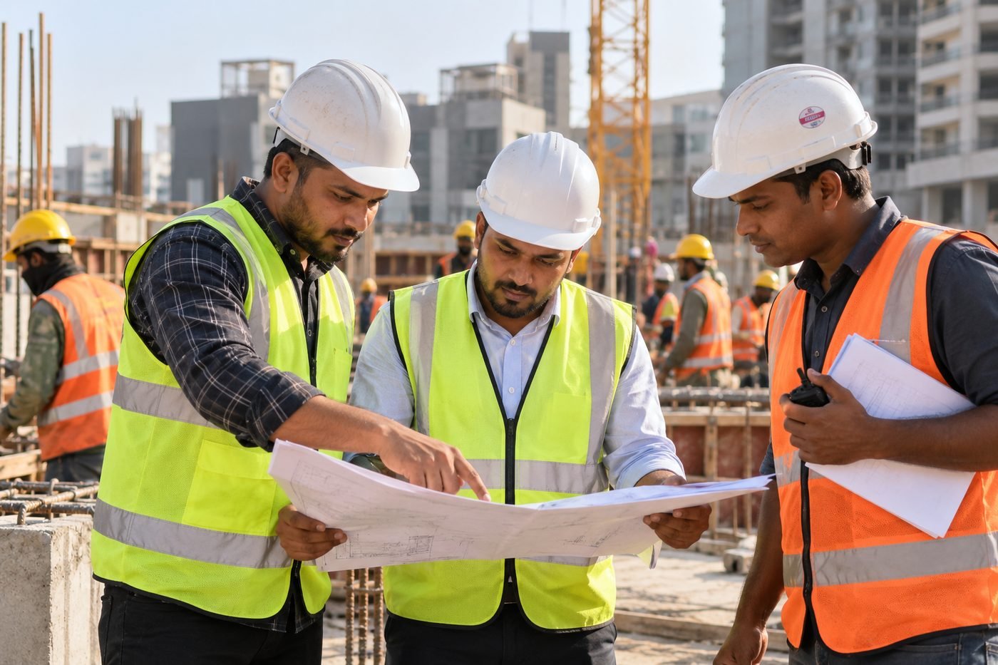 On-site construction team