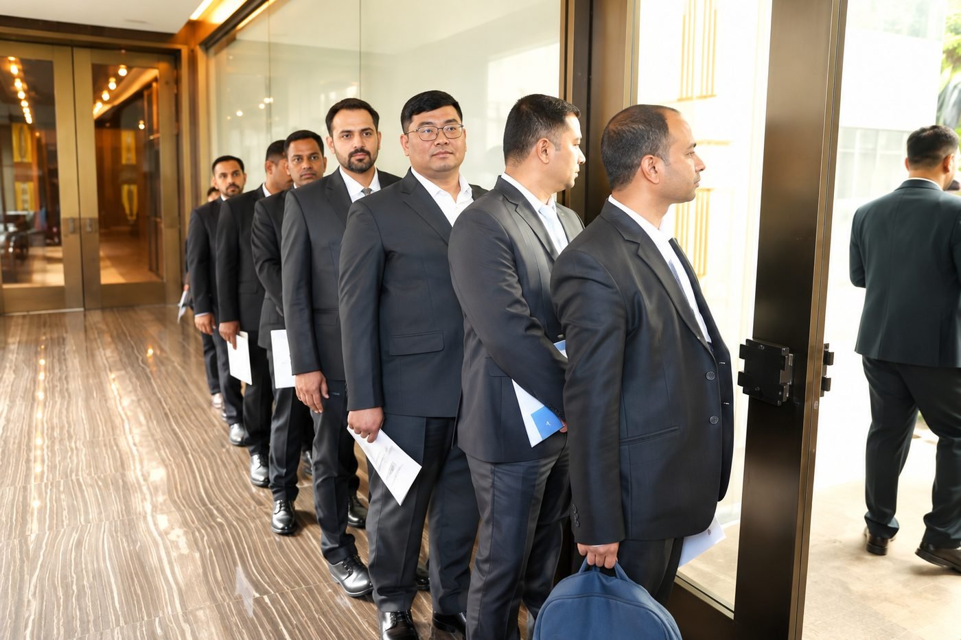 Candidates at the interview centre